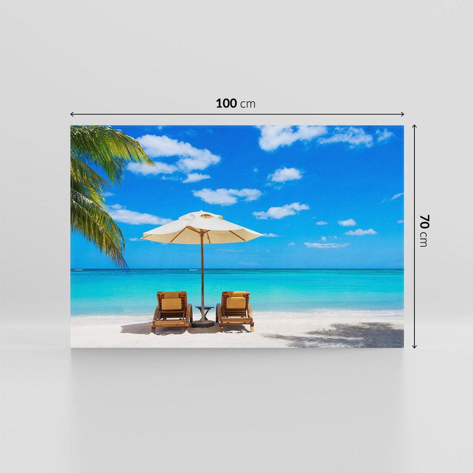 Obraz na płótnie 100x70 - Urok palmowego raju - plaża, palma