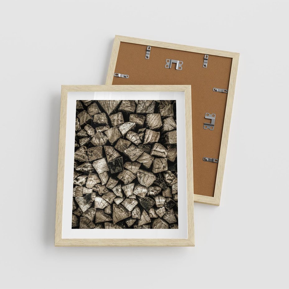 Plakat w ramie 40x50 - Piękno Drewna - belki drewna, drewno - rama drewno