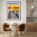 Plakat bez ramy 50x70 - Zachód nad jeziorem z pomostem - pomost, jezioro