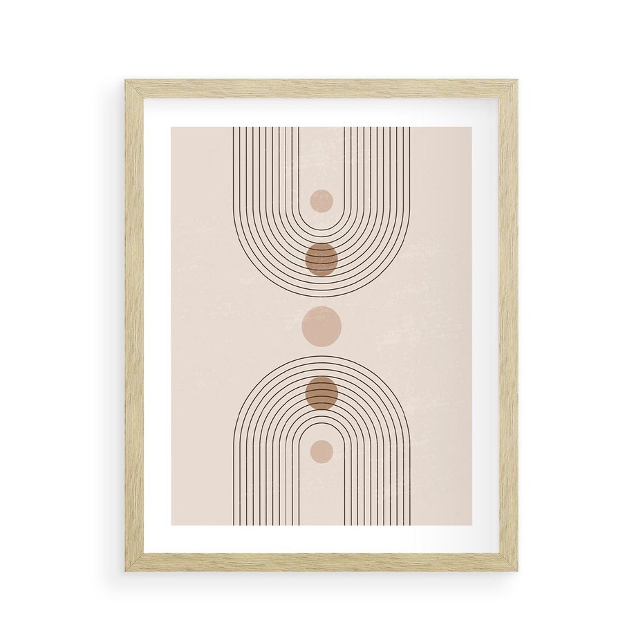 Plakat w ramie 40x50 - Zgeometryzowane Wizje - boho plakat, minimalizm - rama drewno