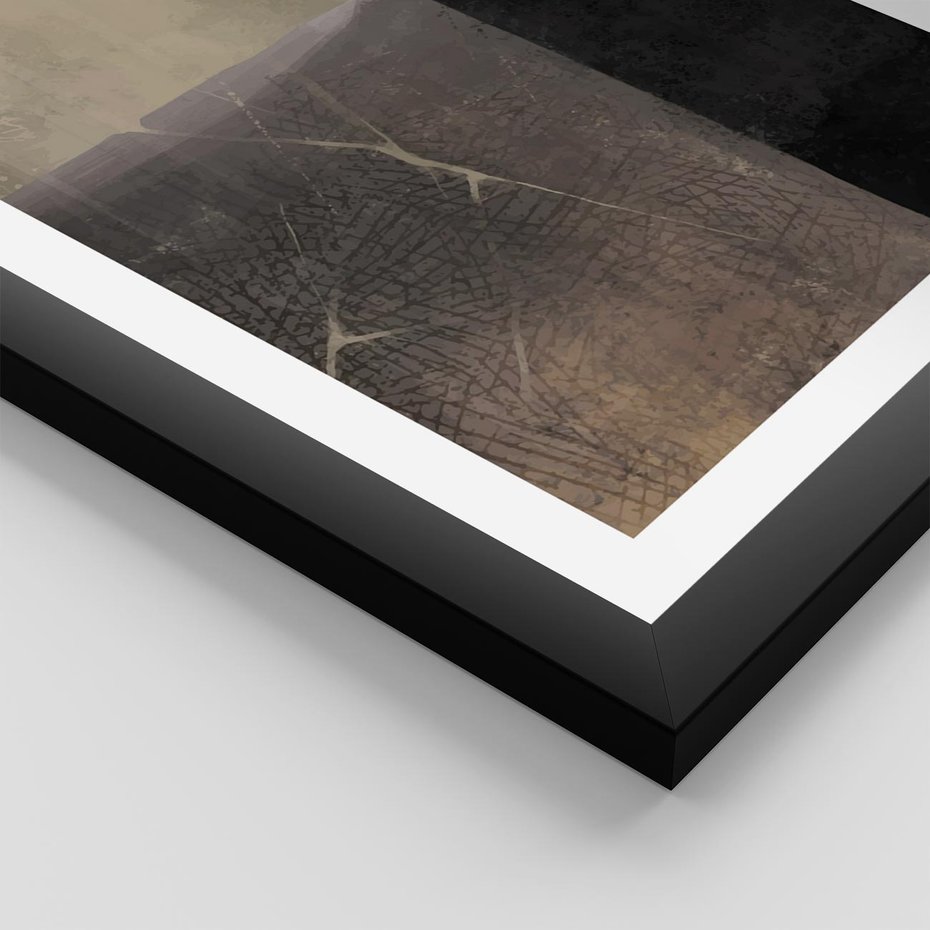 Plakat w ramie 50x70 - Kształty Urywane - mroczny plakat, nowoczesne wnętrza - rama czarna