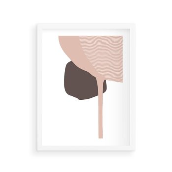 Plakat w ramie 50x70 - Wibracje Odbić Plam - abstrakcyjny obraz, rozlewające się plamy - rama biała