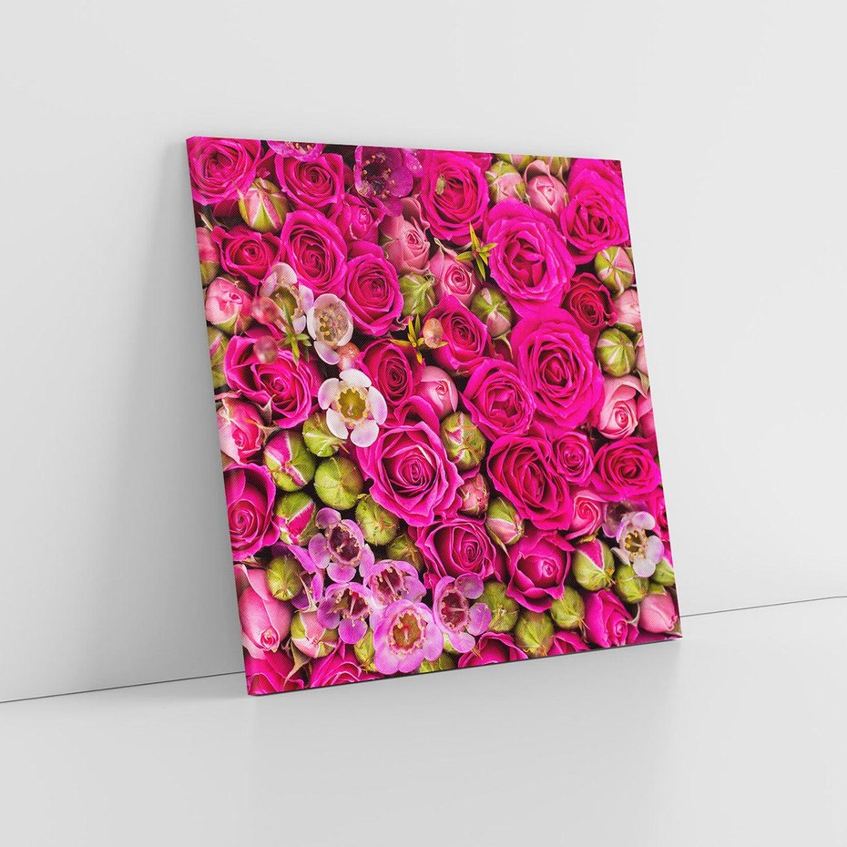 Obraz na płótnie 40x40 - Kwiatowa symfonia róż - róże, kwiaty