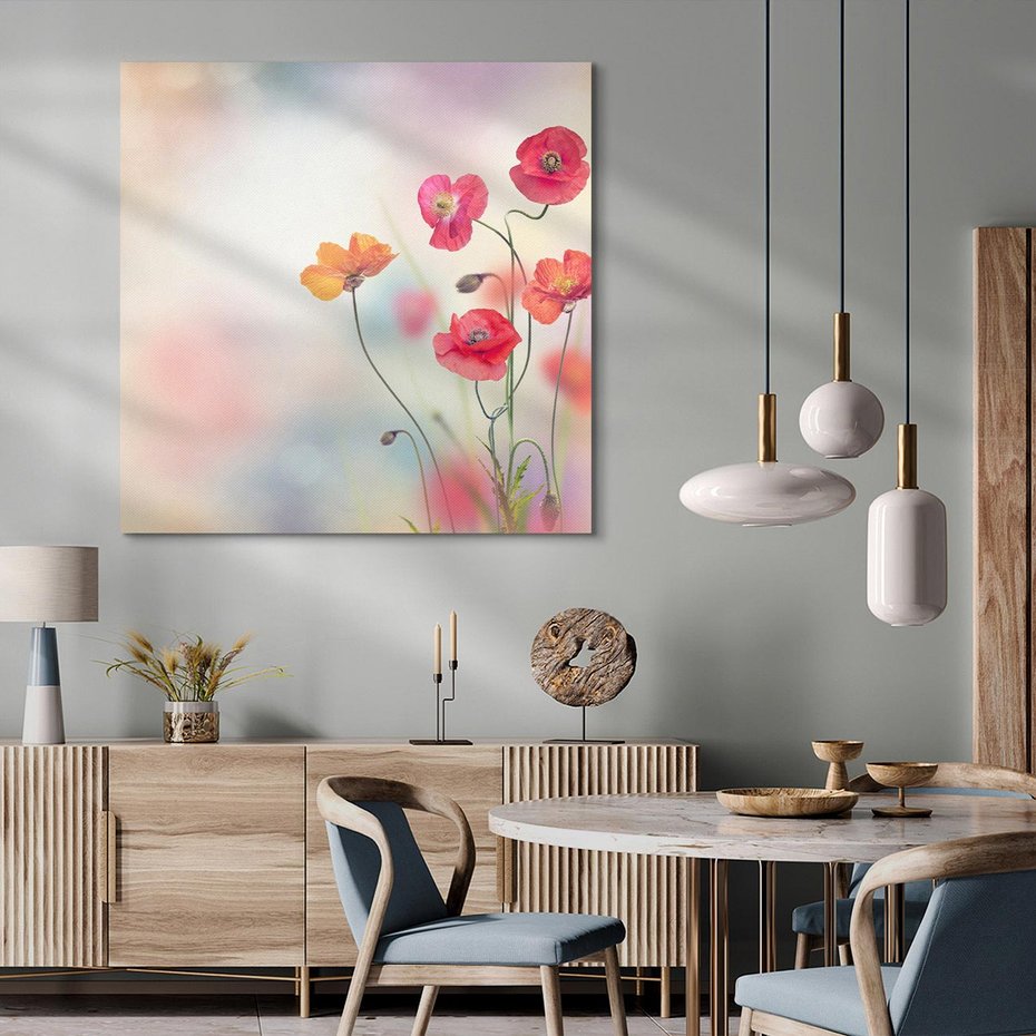 Obraz na płótnie 40x40 - Urok natury - kwiaty, akwarela