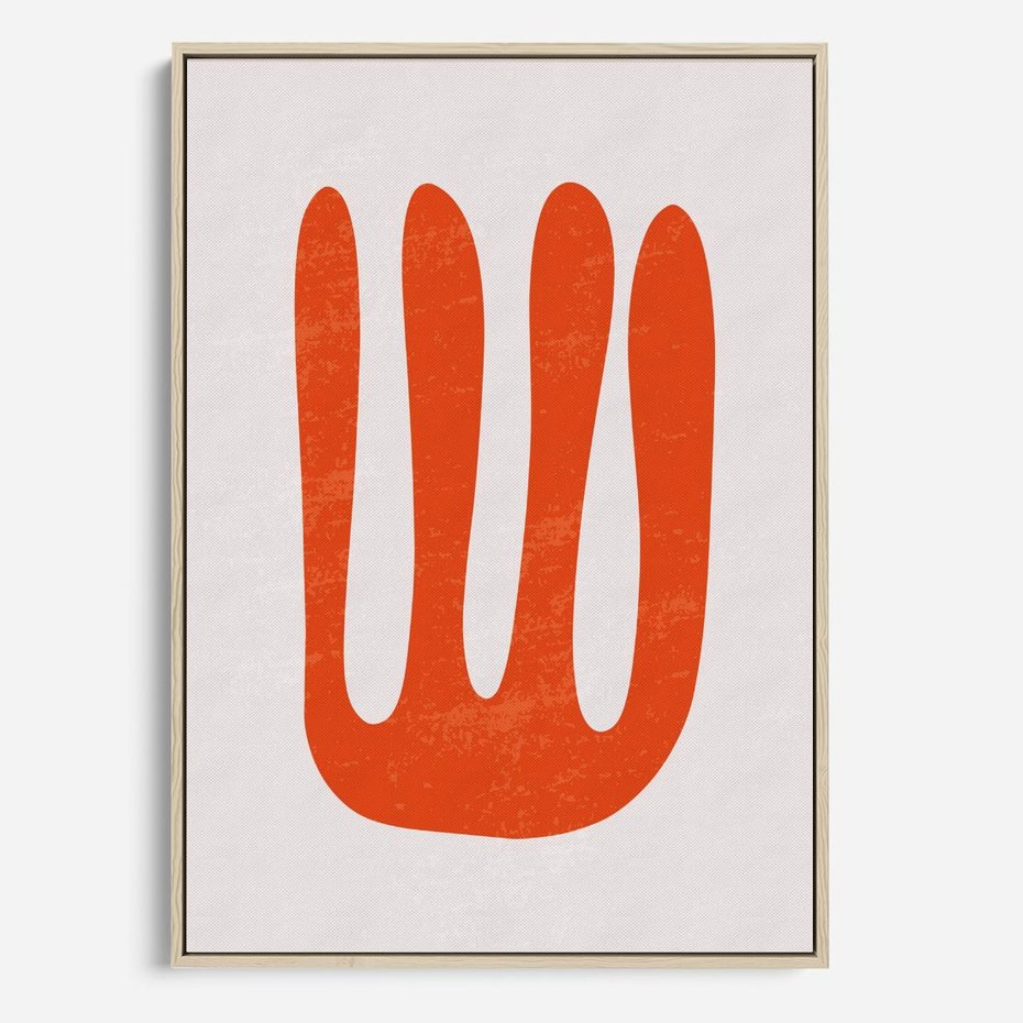 Obraz w ramie 50x70 - Eksploracja Nowego Światła - abstrakcyjna pomarańczowa forma, minimalizm - rama drewno