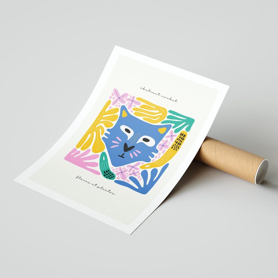 Plakat bez ramy 40x50 - Kolorowe Spektrum - abstrakcyjny plakat, niebieski kot