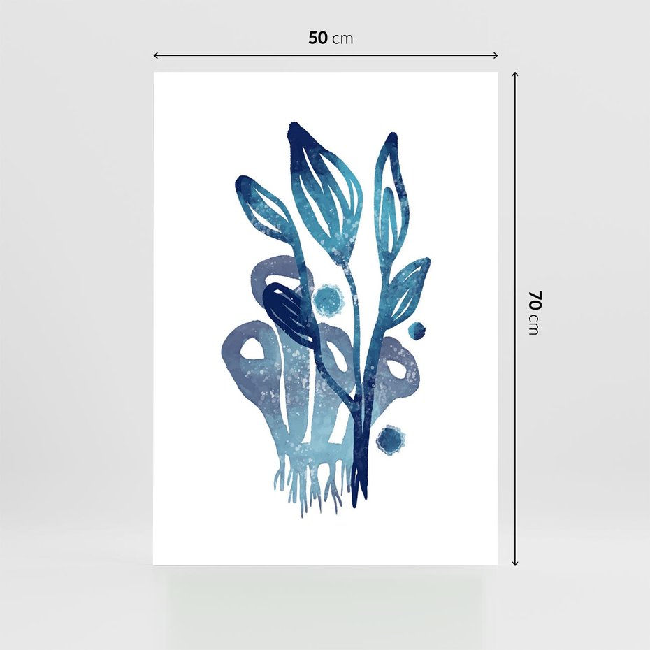 Plakat bez ramy 50x70 - Akwarelowy Błękit - pastelowy, abstrakcyjny plakat