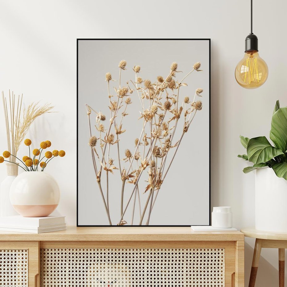 Obraz w ramie 50x70 - Delikatne gipsówki - gipsówka, suche - rama czarna