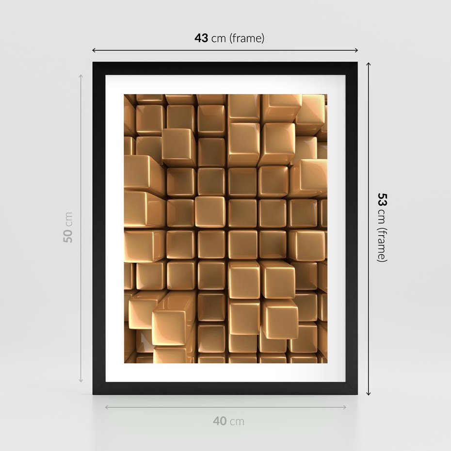 Plakat w ramie 40x50 - Błyszcząca Elegancja - złoto, 3d - rama czarna