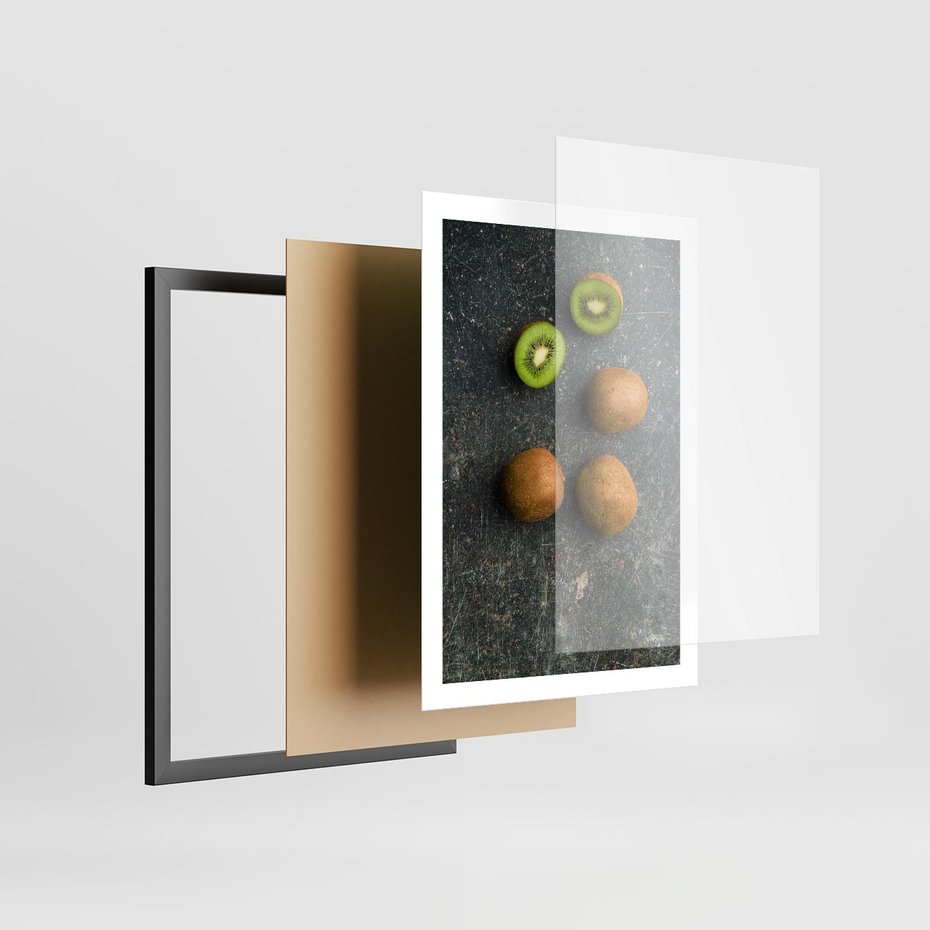 Plakat w ramie 50x70 - : Zdrowe kąski - kiwi, owoce - rama czarna