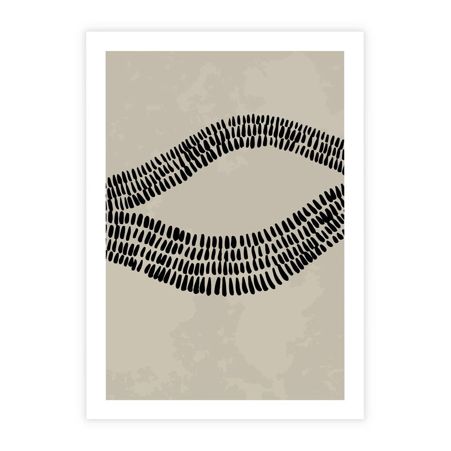 Plakat bez ramy 30x40 - Kontury Ewolucji Materii - boho plakat, czarne kropki kreski