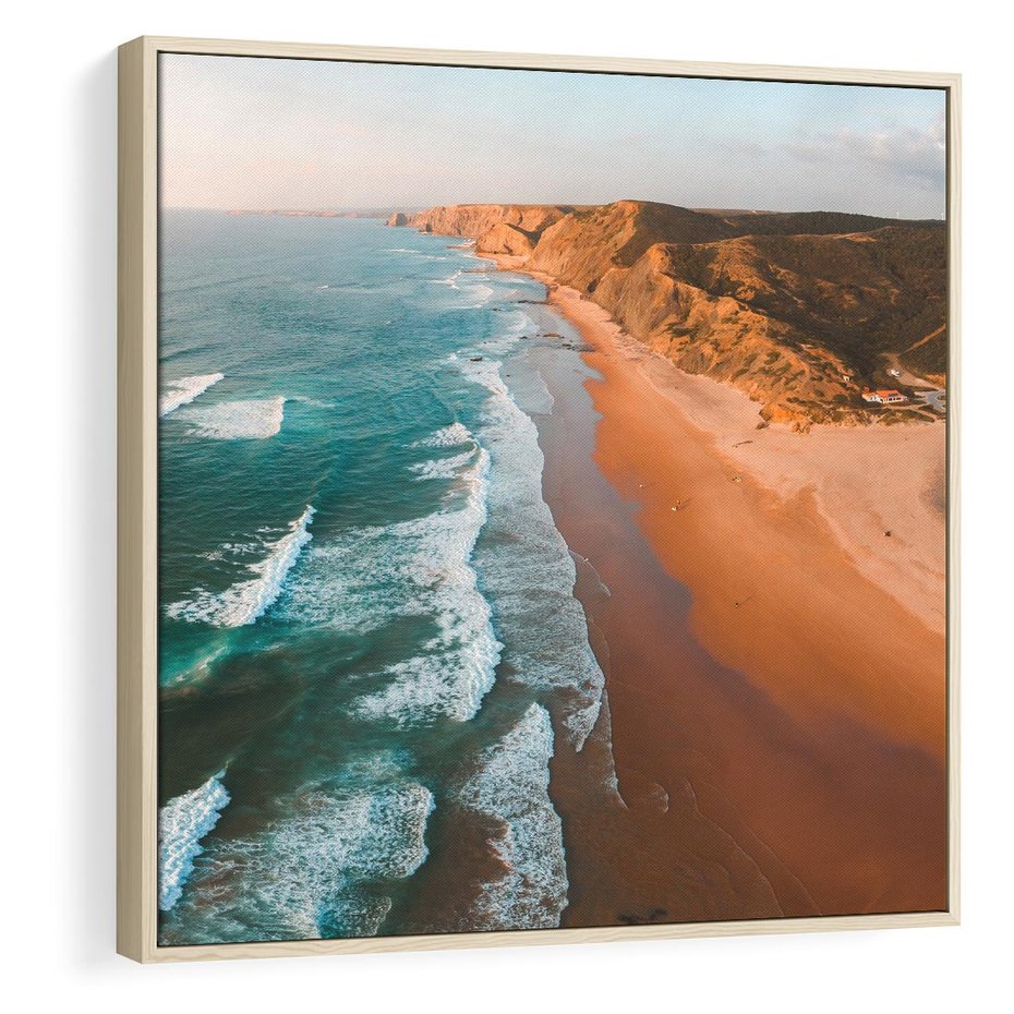 Obraz w ramie 50x50 - Z Lotu Ptaka - fotografia, plaża - rama drewno