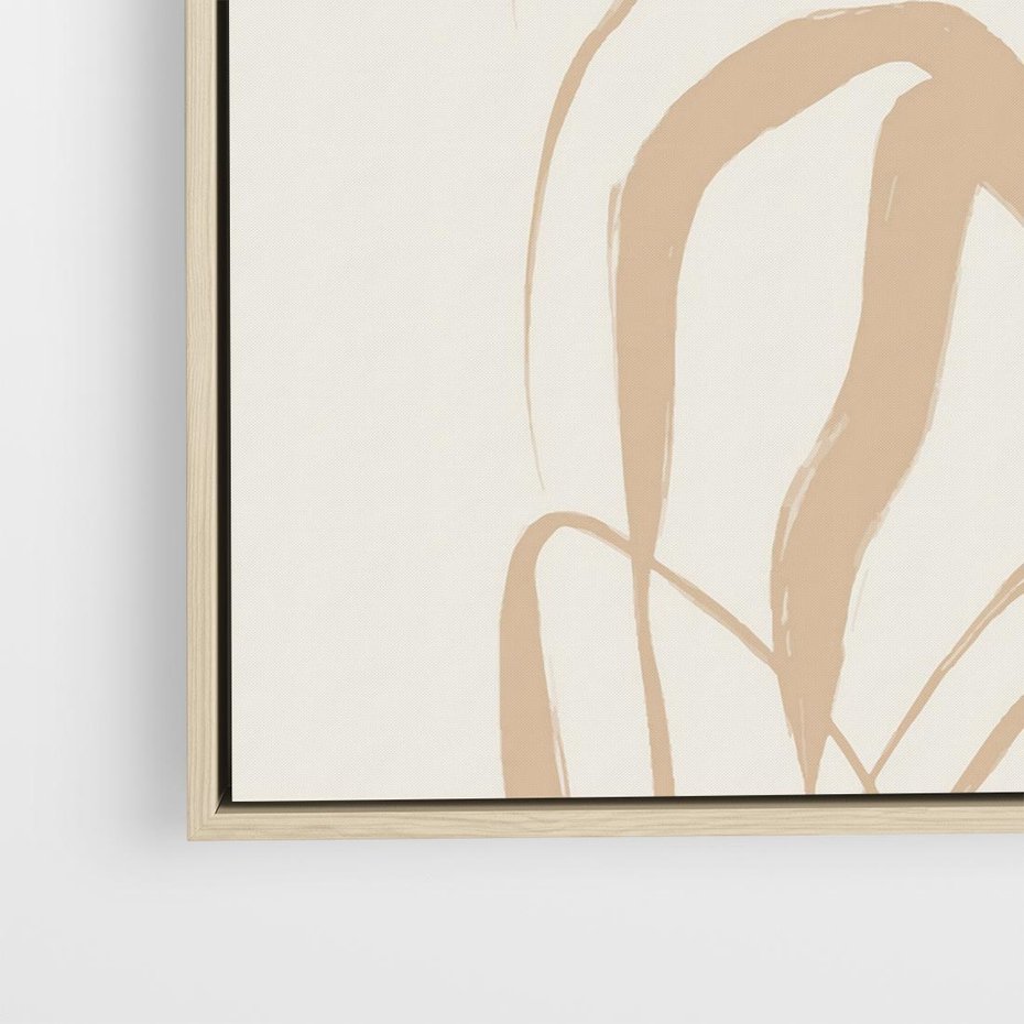 Obraz w ramie 50x50 - Formy Nowoczesności - minimalistyczny plakat, liście palmy - rama drewno