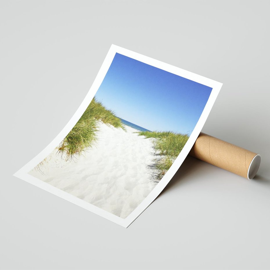 Plakat bez ramy 21x30 - Relaks nad Morskimi Wzgórzami - plaża, wydmy