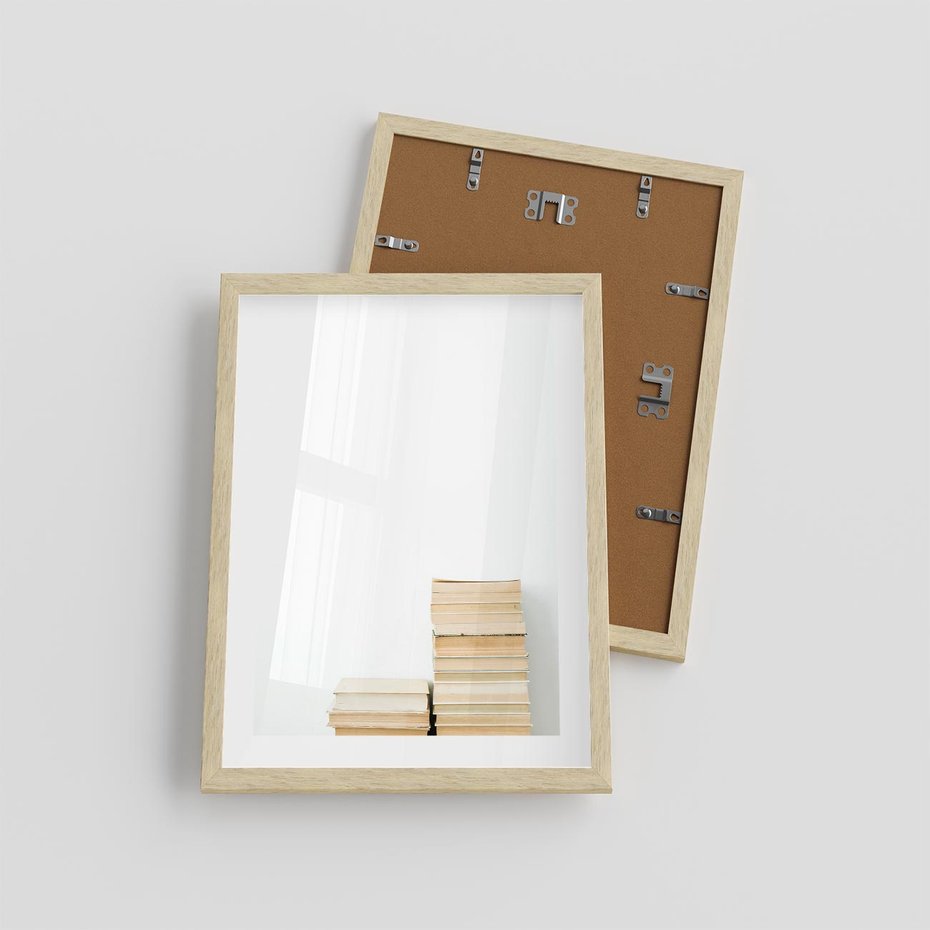 Plakat w ramie 30x40 - Estetyka Literatury - stos książek, minimalistyczna kompozycja - rama drewno