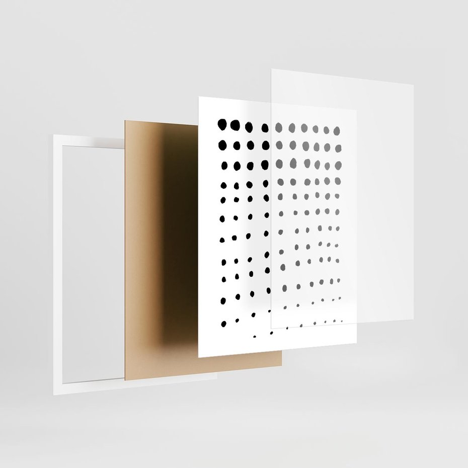 Plakat w ramie 40x50 - Abstrakcyjna Transformacja - abstrakcyjna kompozycja z czarnych kropek, minimalistyczny czarno bialy plakat - rama biała