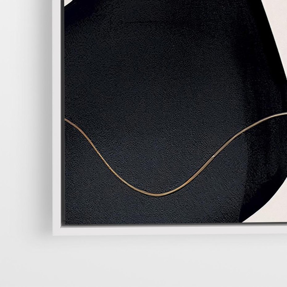 Obraz w ramie 70x50 - Wibracje uczuć i emocji - nieregularne plamy, czarny - rama biała