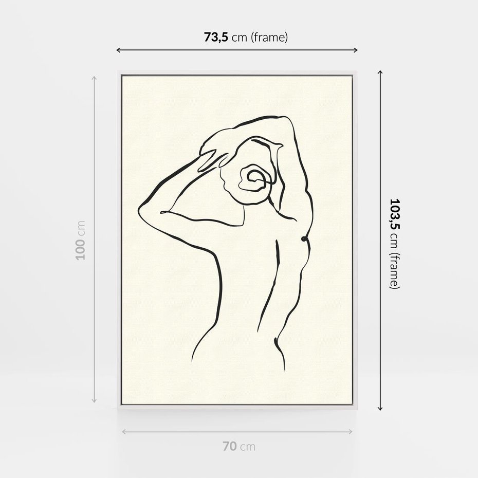 Obraz w ramie 70x100 - Tajemniczy Rytm - kobieta, posąg - rama biała