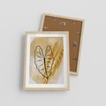 Plakat w ramie 30x40 - Monstera w Złocie - złote liście monstery, grafika - rama drewno