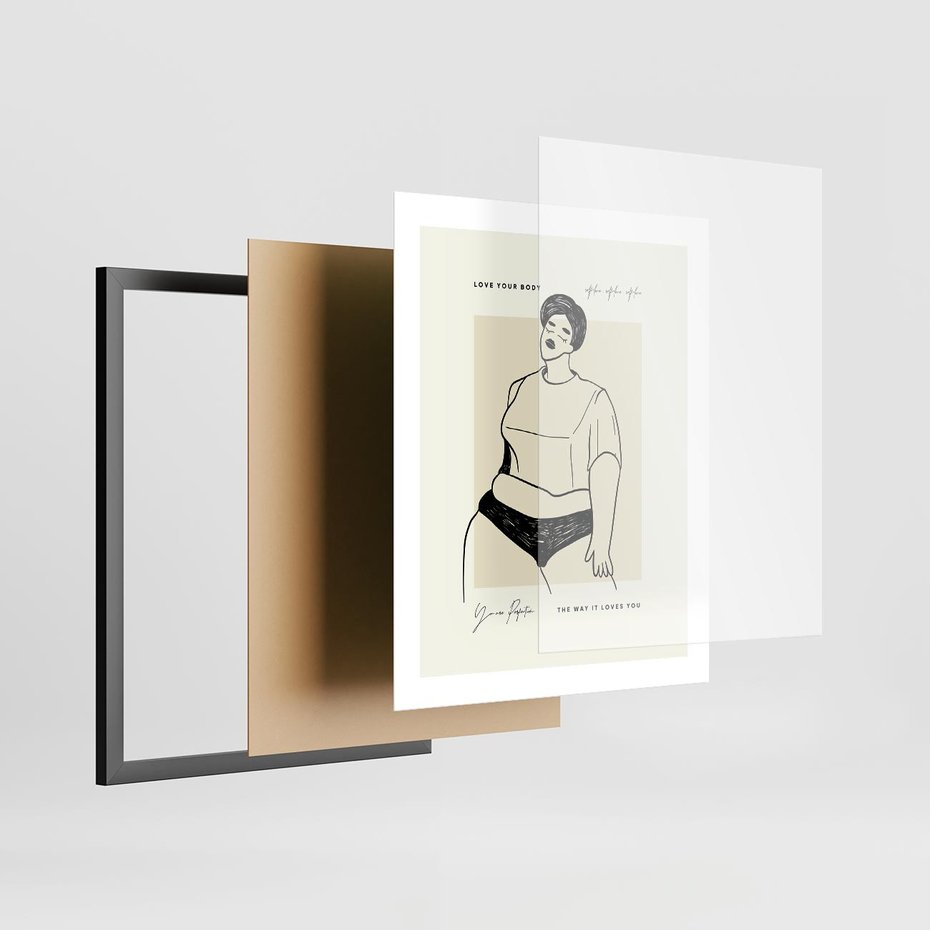 Plakat w ramie 40x50 - Elegancja Kobiecej Formy - nowoczesna sztuka kobieca, plakat - rama czarna