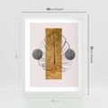 Plakat w ramie 40x50 - Minimalistyczna Monstera: Złoty Prostokąt - liść  monstery, minimalizm - rama biała