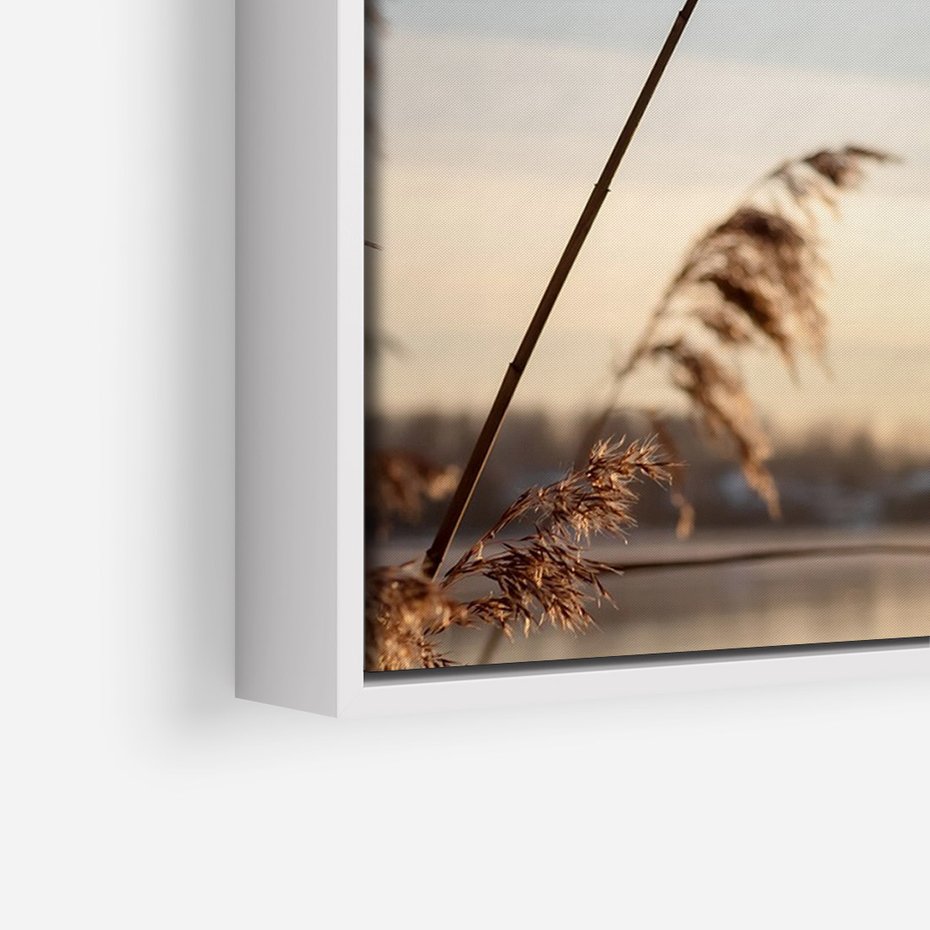 Obraz w ramie 50x70 - Naturalna Delikatność - trawy, boho - rama biała