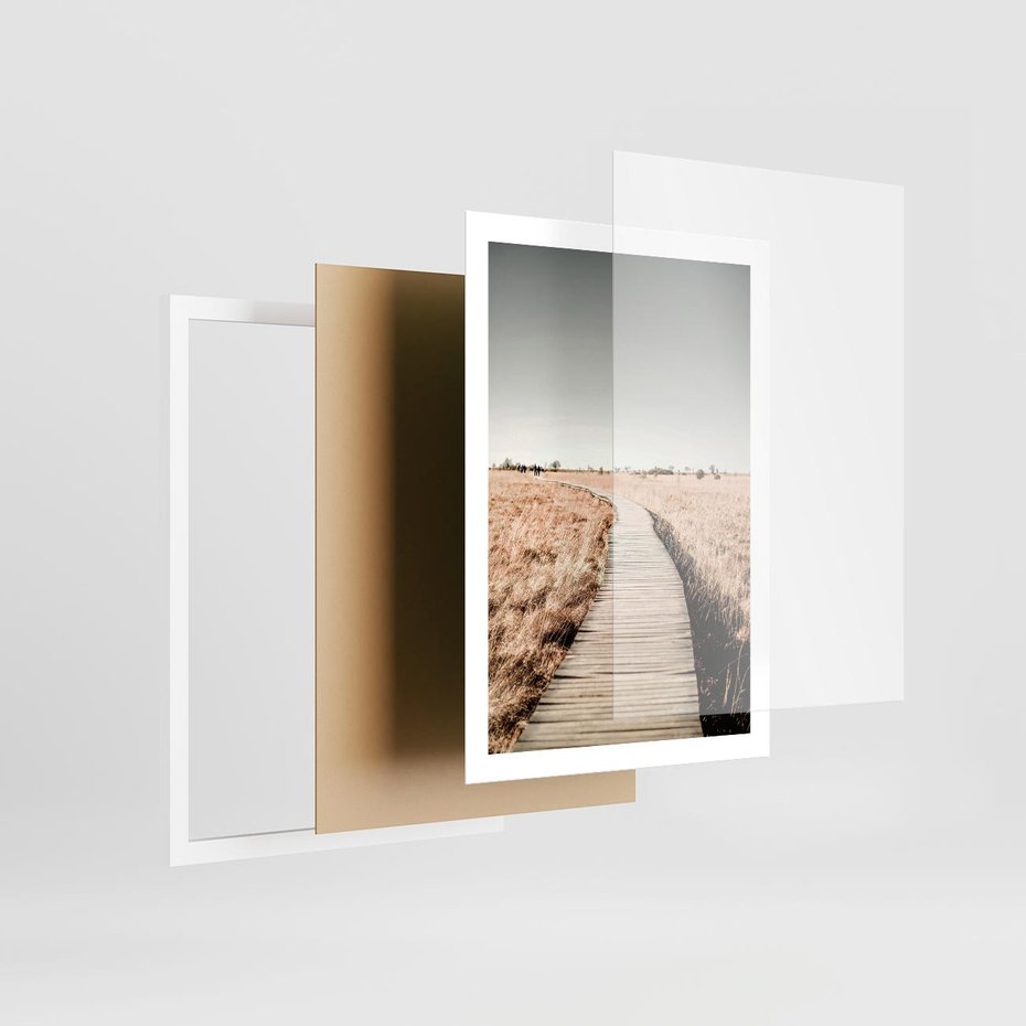 Plakat w ramie 50x70 - Spacer Ścieżką w Suchych Trawach - ścieżka wśród suchych traw - rama biała