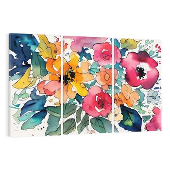 Obraz na płótnie 120x80 - Kwiatowy Impuls Kolorów - abstrakcyjne kolorowe kwiaty, szkic