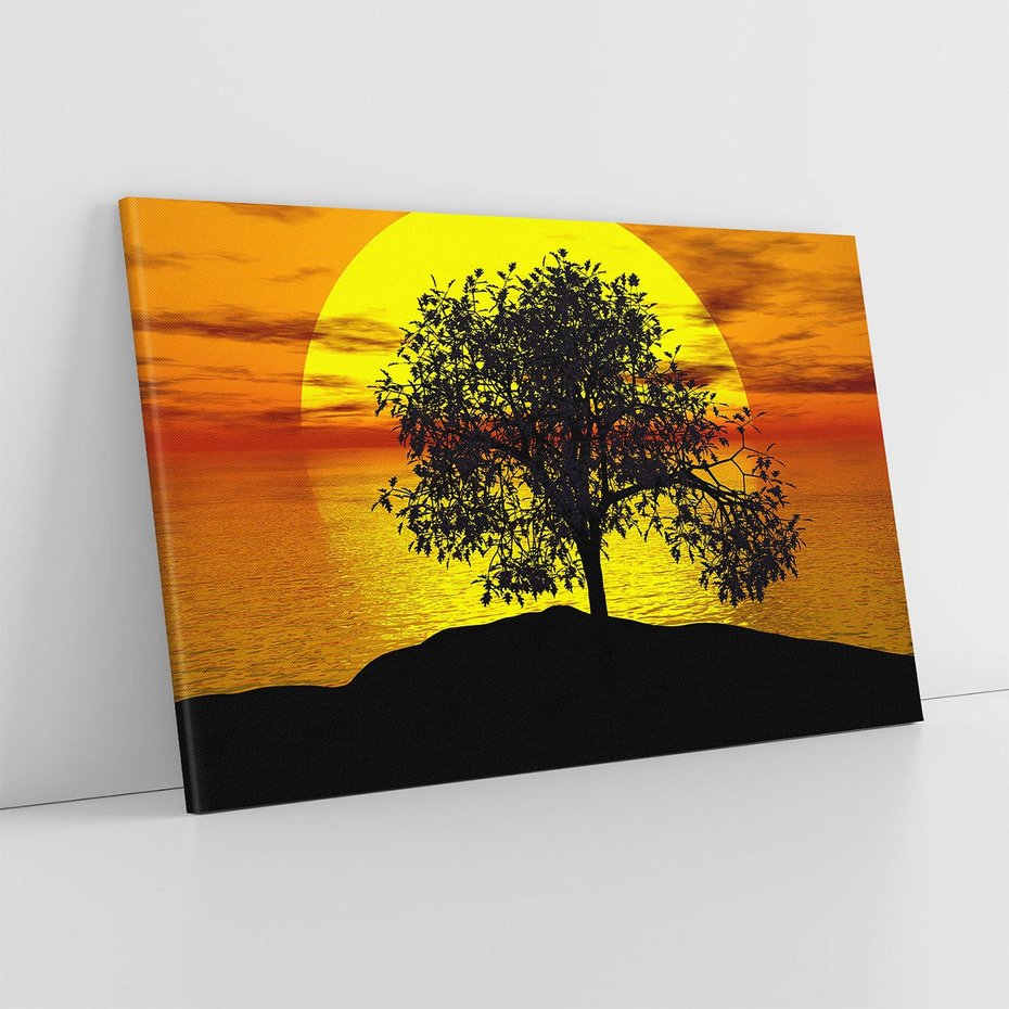 Obraz na płótnie 120x80 - Drzewo - Zachód słońca - drzewo, zachód słońca