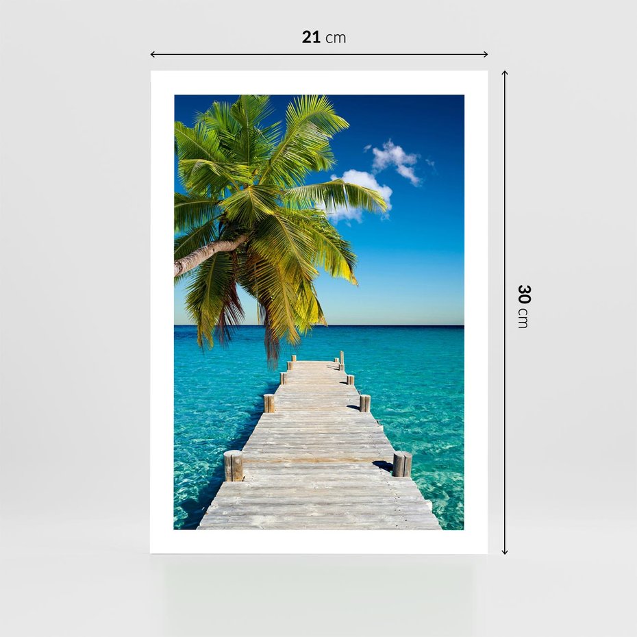 Plakat bez ramy 21x30 - Hawajskie Palmy - palma, morze