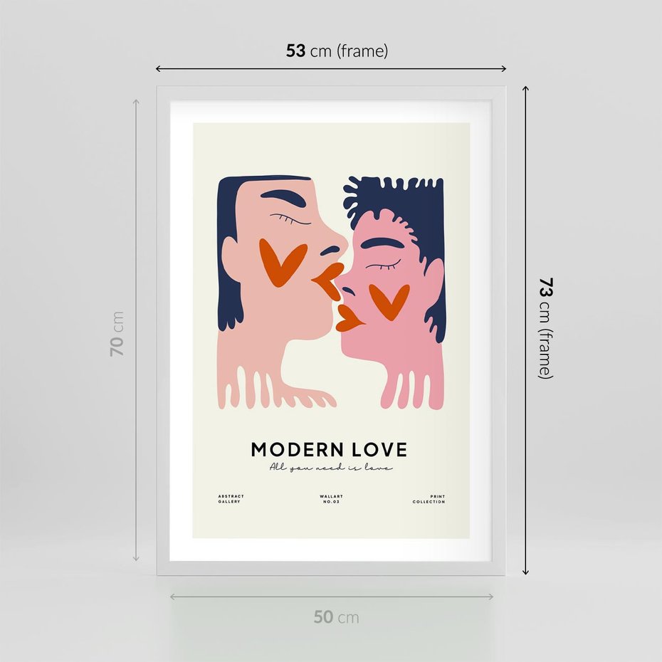 Plakat w ramie 50x70 - Miłość w Kompozycji - miłość, para zakochanych - rama biała