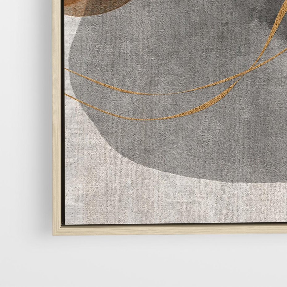 Obraz w ramie 80x80 - Delikatne Plamy - akwarelowe plamy, złote linie - rama drewno