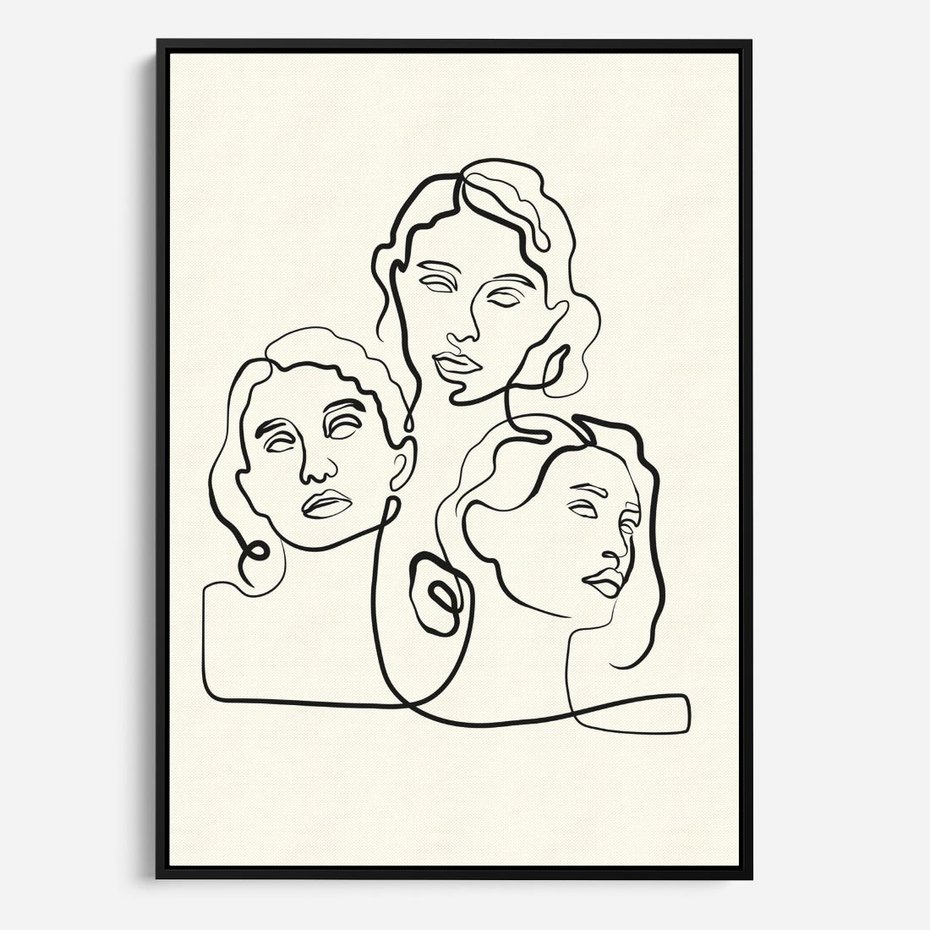 Obraz w ramie 50x70 - Trzy Kobiety - 3 kobiety, antyczny posag - rama czarna