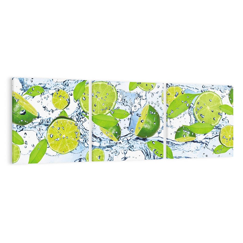 Obraz na płótnie 120x40 - Świeżość limonki i błękity wody - limonka, woda