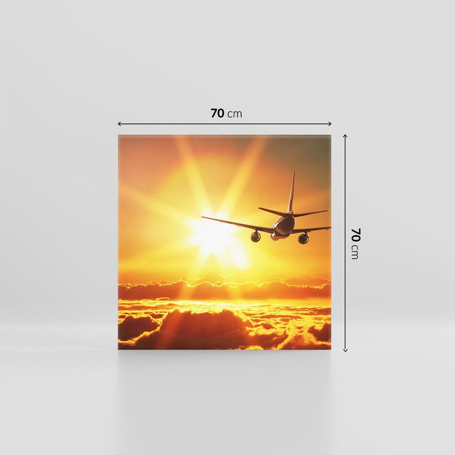 Obraz na płótnie 70x70 - Wolność podróży - samolot, słońce