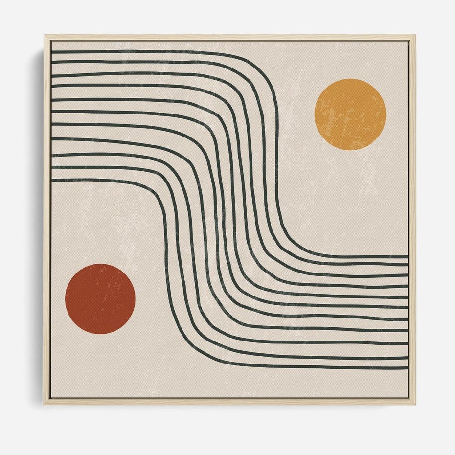 Obraz w ramie 80x80 - Czysta Refleksja - abstrakcyjna sztuka, boho kształty - rama drewno