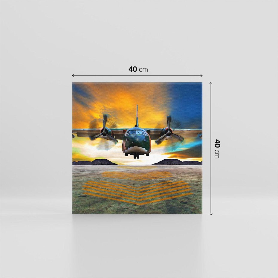 Obraz na płótnie 40x40 - Moc wojskowego transportu: Samolot na misji - samolot, wojsko