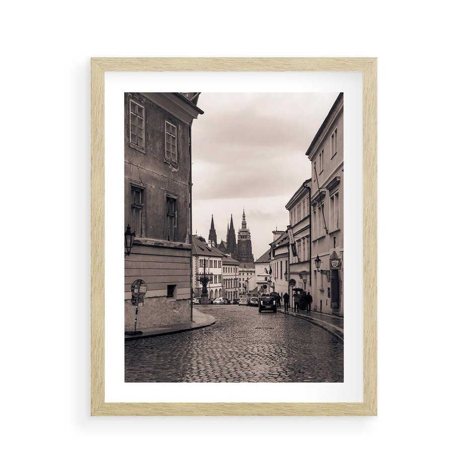 Plakat w ramie 40x50 - Przygoda Na Horyzoncie - uliczka, perspektywa - rama drewno