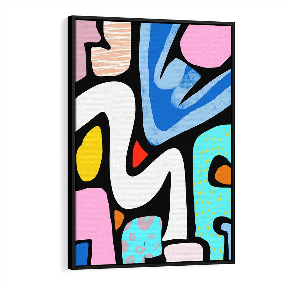 Obraz w ramie 70x100 - Komiksowe Formy - abstrakcyjne formy, komiksowy styl - rama czarna