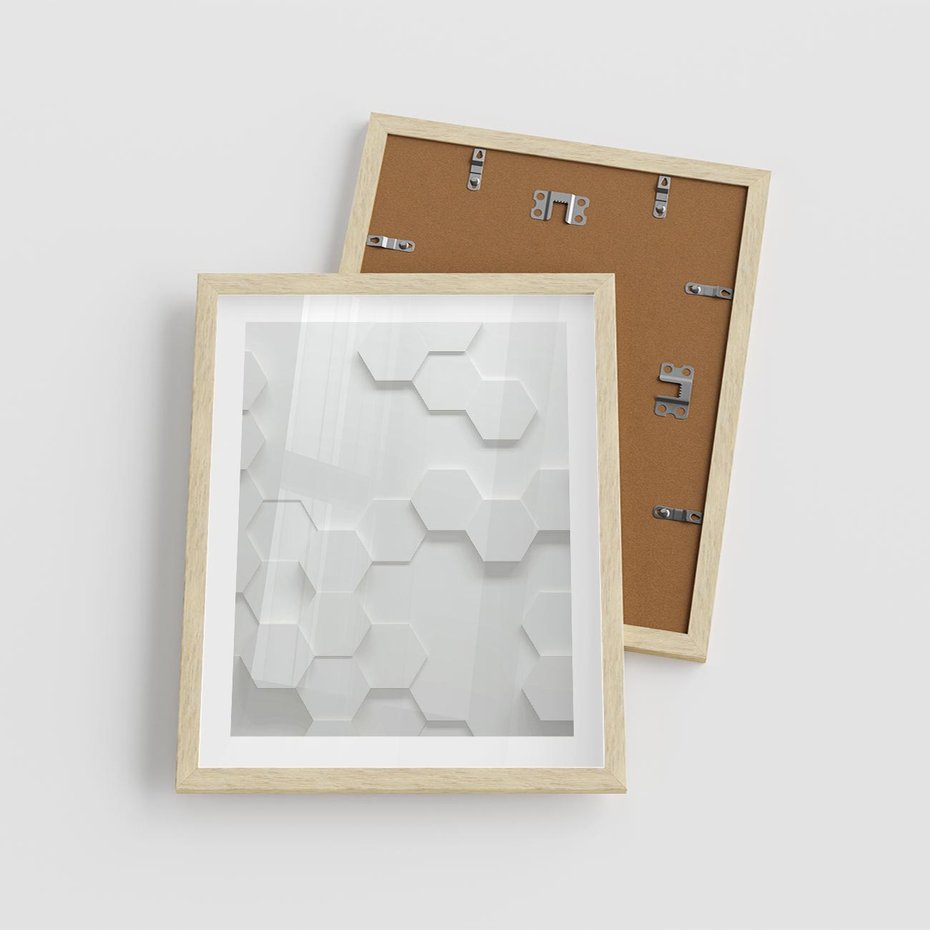 Plakat w ramie 40x50 - Przestrzenne Zabawy - geometryczne, 3D - rama drewno