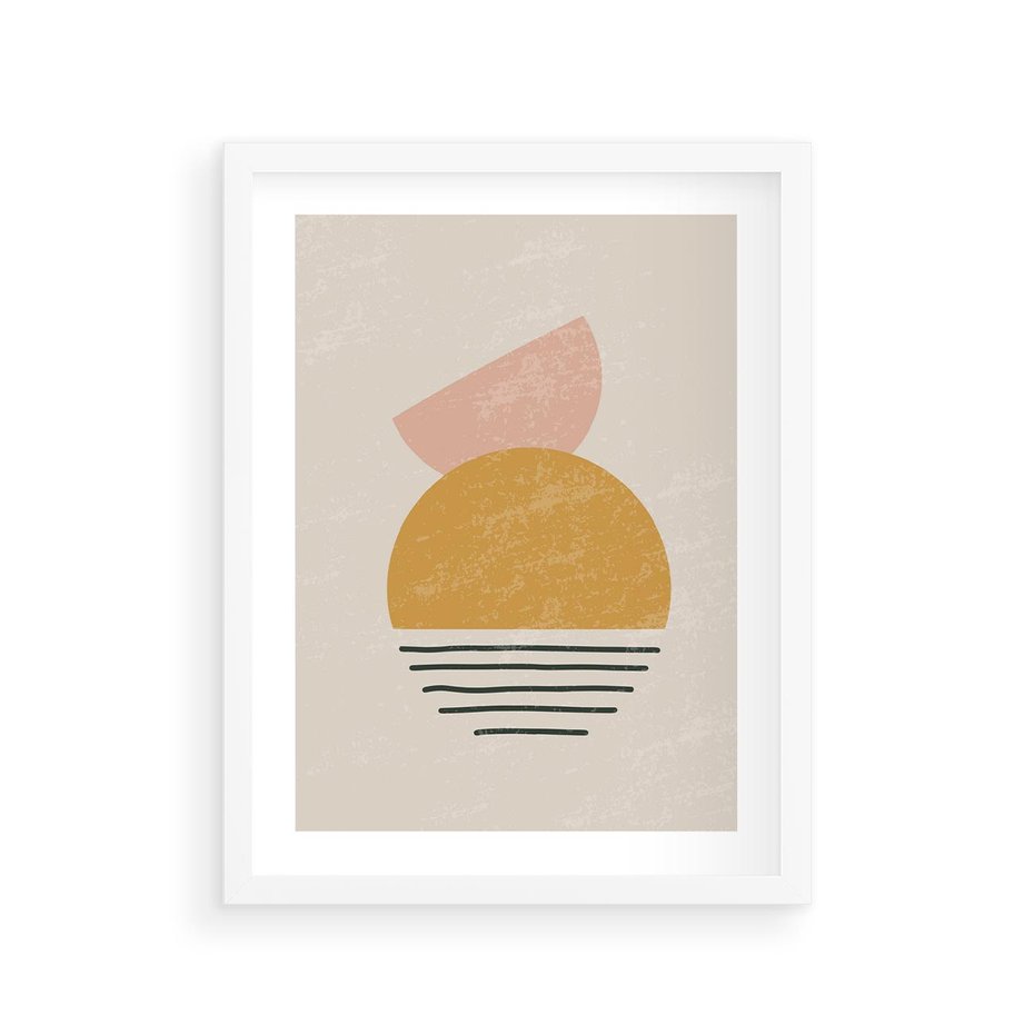 Plakat w ramie 30x40 - Krótka Forma - abstrakcyjna sztuka, boho kształty - rama biała