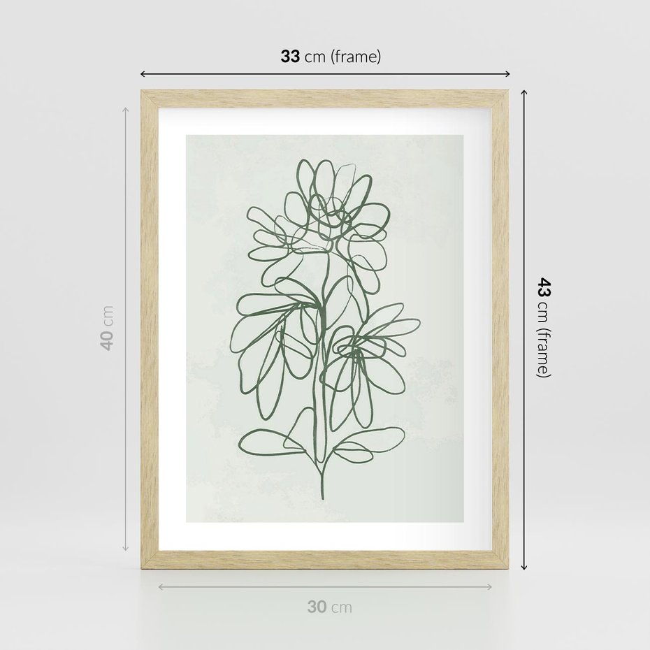 Plakat w ramie 30x40 - Spokojne Poddanie Naturze - zielony plakat, roślinne inspiracje - rama drewno