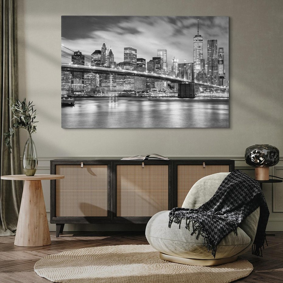 Obraz na płótnie 70x50 - połączenie ikonicznego miasta - most, Nowy Jork