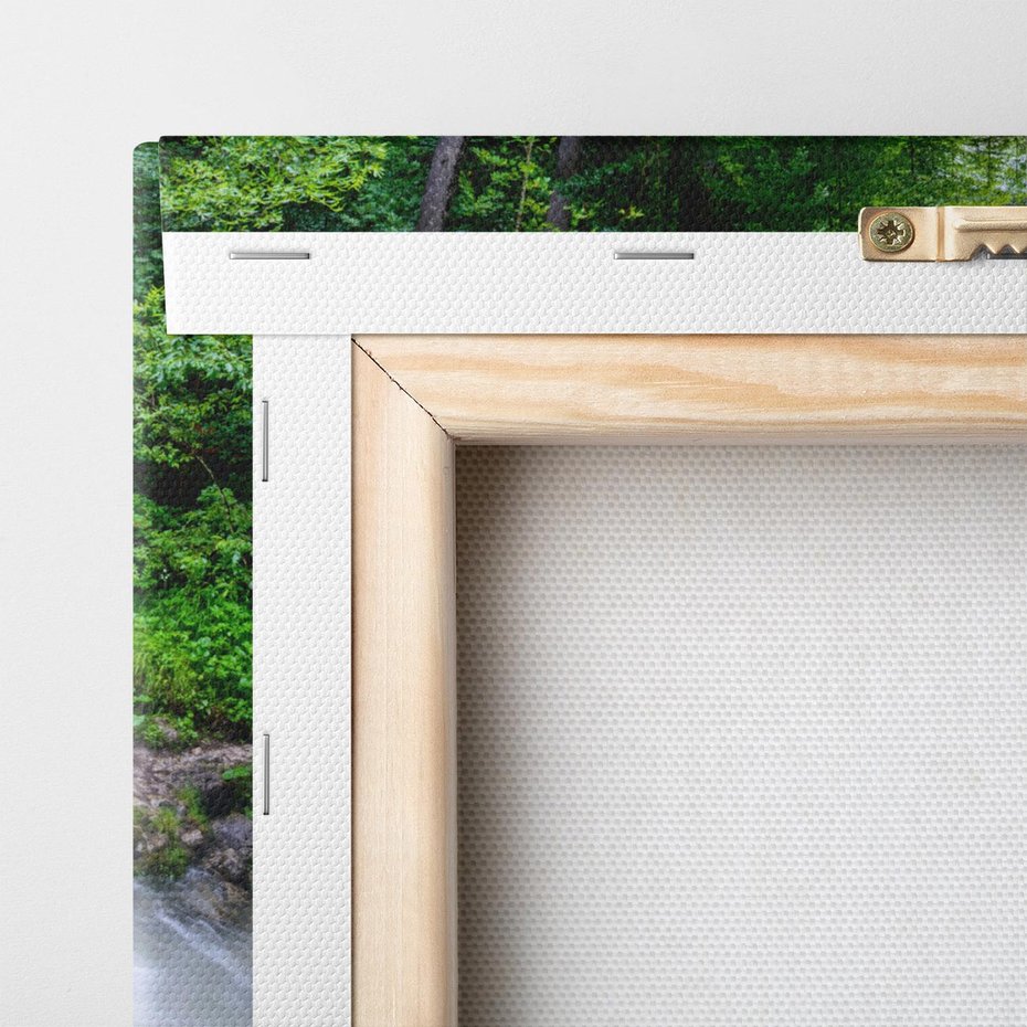 Obraz na płótnie 100x70 - Magia lasu nad rzeką - wodospad, rzeka