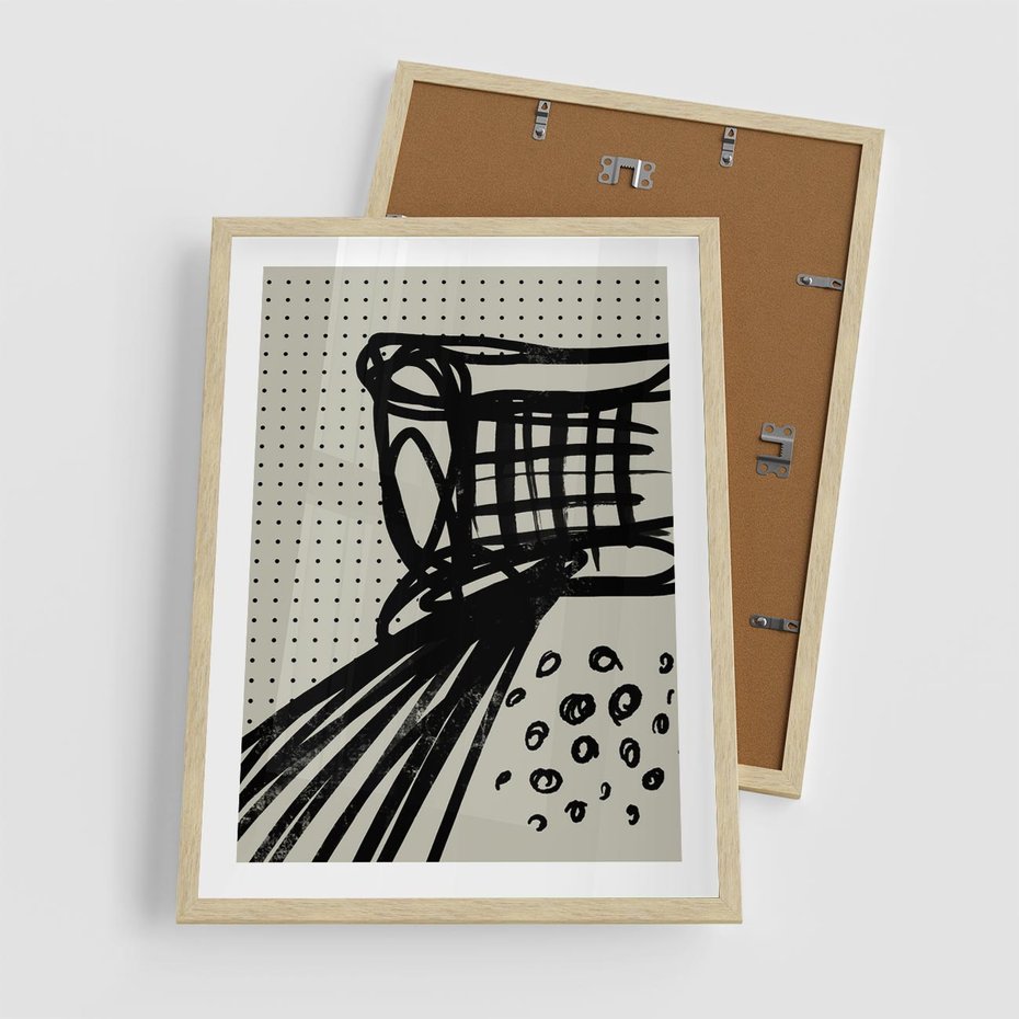 Plakat w ramie 50x70 - Złudne Kontemplacje - abstrakcyjna mroczna kompozycja, nieregularne - rama drewno