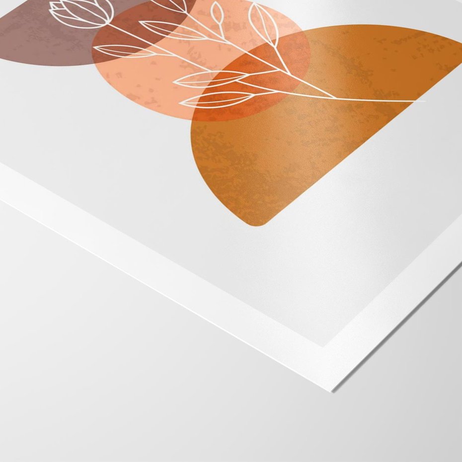 Plakat bez ramy 30x40 - Kwiatowa Akwarela - akwarelowe kształty, brąz