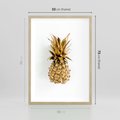 Plakat w ramie 50x70 - Ekskluzywny Akcent - złoty, ananas - rama drewno