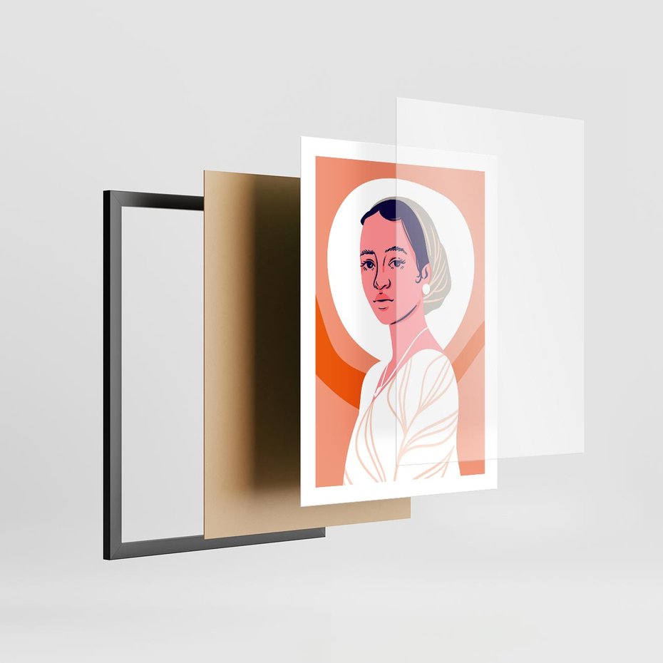 Plakat w ramie 50x70 - Kobieca Harmonia - nowoczesny plakat, styl retro - rama czarna