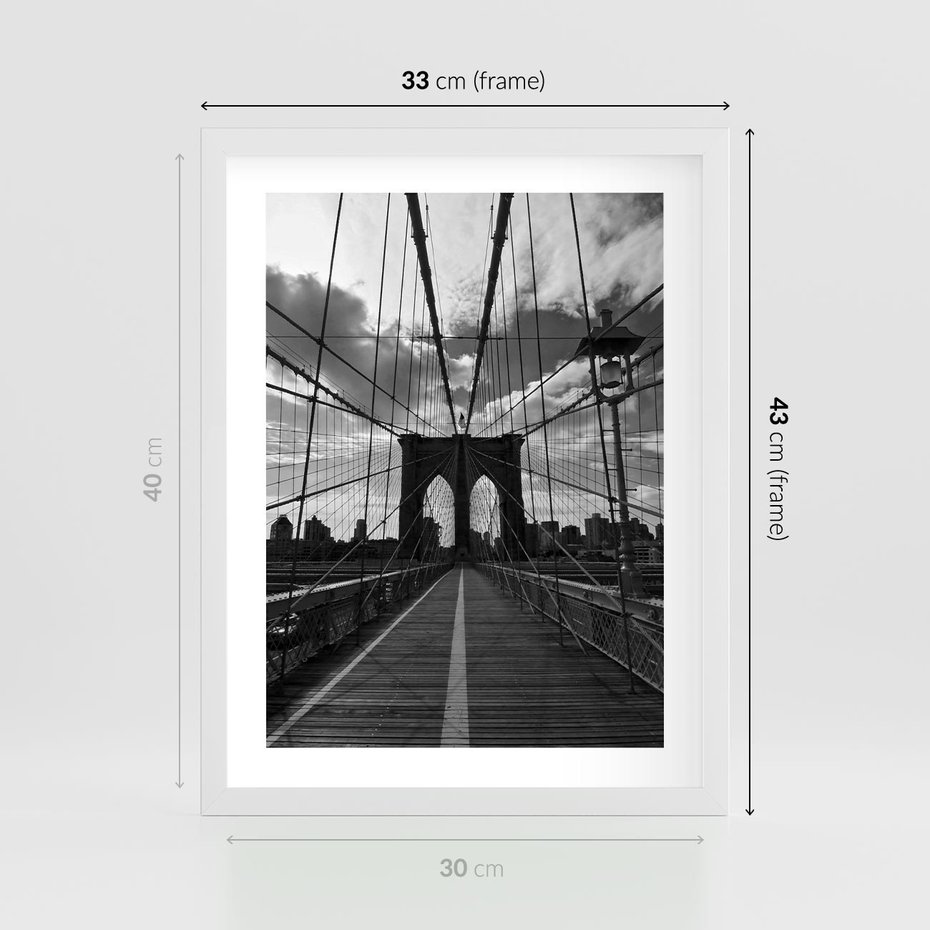 Plakat w ramie 30x40 - Most Nowoczesności - most, nowoczesny - rama biała