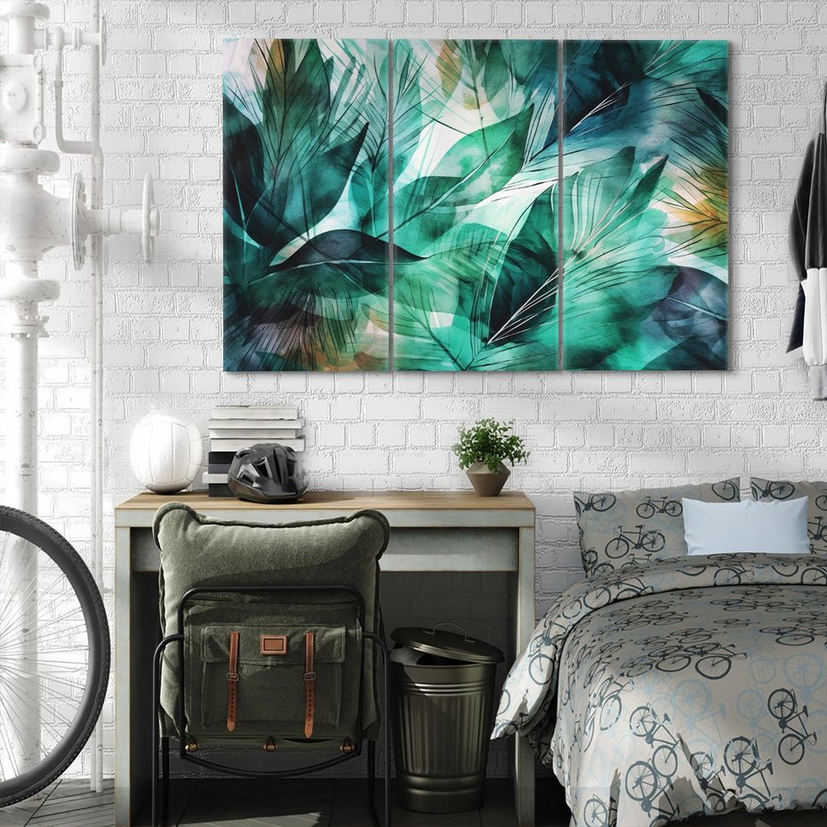 Obraz na płótnie 120x80 - Zieleń Tropików - tropikalne zielone liście palmy, monstera